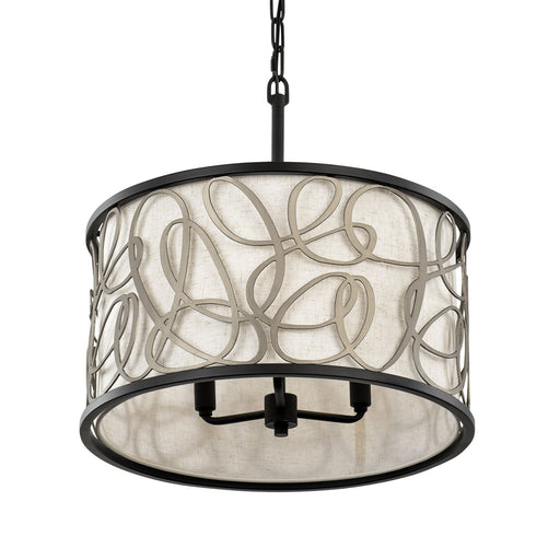 Scribble 3-Light 18" Convertible Pendant / Semi-Flush in Matte Black/Artifact