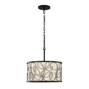 Scribble 3-Light 18" Convertible Pendant / Semi-Flush in Matte Black/Artifact