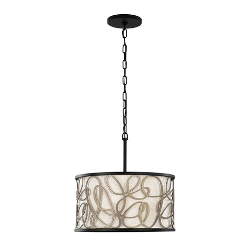 Scribble 3-Light 18" Convertible Pendant / Semi-Flush in Matte Black/Artifact