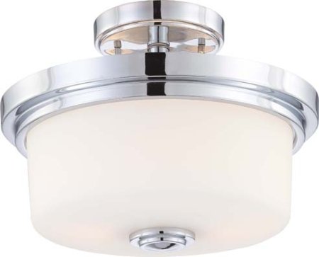 Soho 2-Light Semi-Flush Mount in Polished Chrome and Satin White
