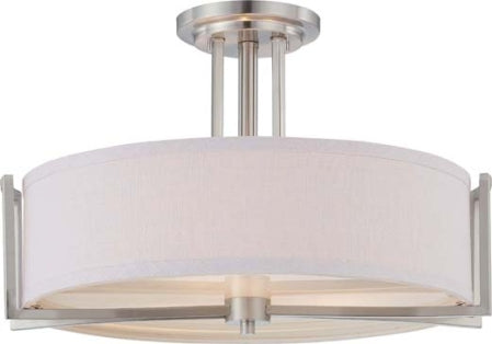 Gemini 3 Light Semi-Flush in Brushed Nickel