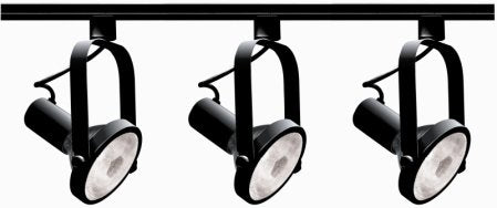 3-Light Track Light Kit with 4" Heads in Black