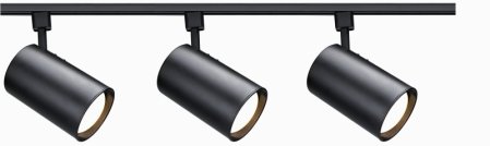 3-Light Track Light Kit with 4.5" Cylinder Heads in Black