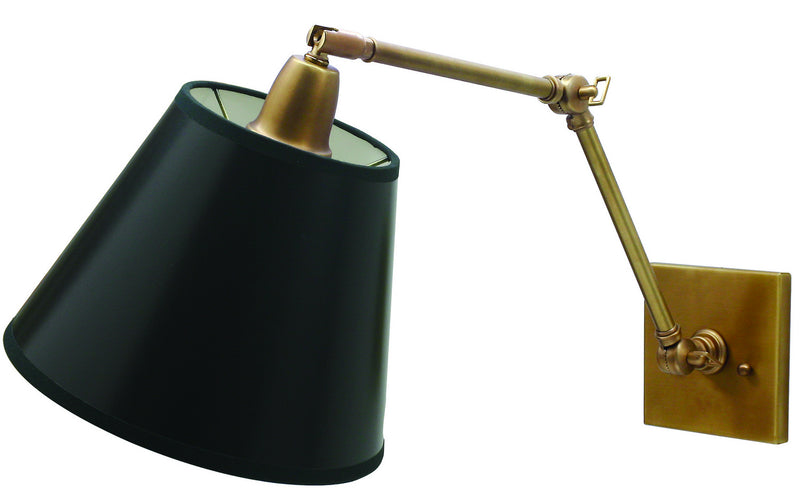 Direct Wire 20 Inch Weathered Brass Library Lamp with Black Parchment Shade
