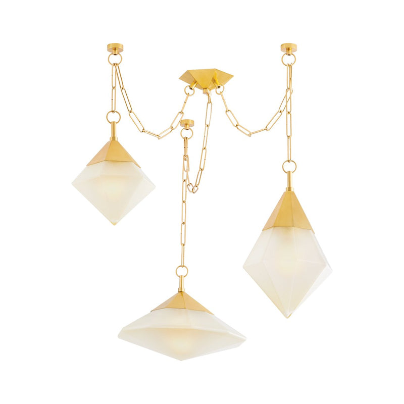 Angelique 3-Light Pendant in Vintage Polished Brass