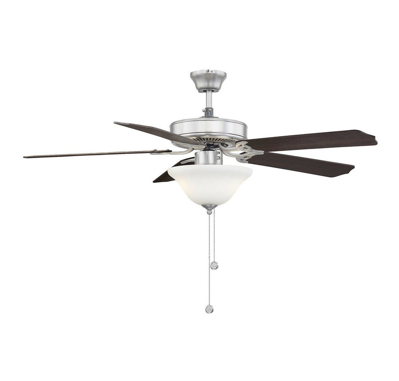 Transitional 52" 2-Light Ceiling Fan with Opal Glass in Brushed Nickel