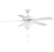 Transitional 52" 2-Light Ceiling Fan with Opal Glass in White