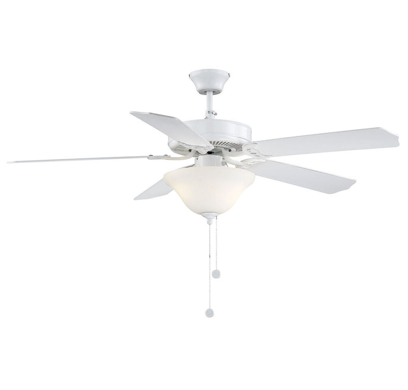 Transitional 52" 2-Light Ceiling Fan with Opal Glass in White