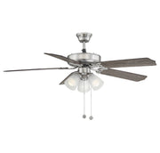 Transitional 52" 3-Light Ceiling Fan with White Glass in Brushed Nickel