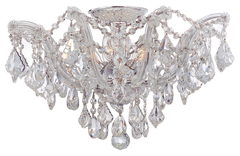 Maria Theresa 5-Light Ceiling Mount in Polished Chrome with Clear Hand Cut Crystal - Lamps Expo