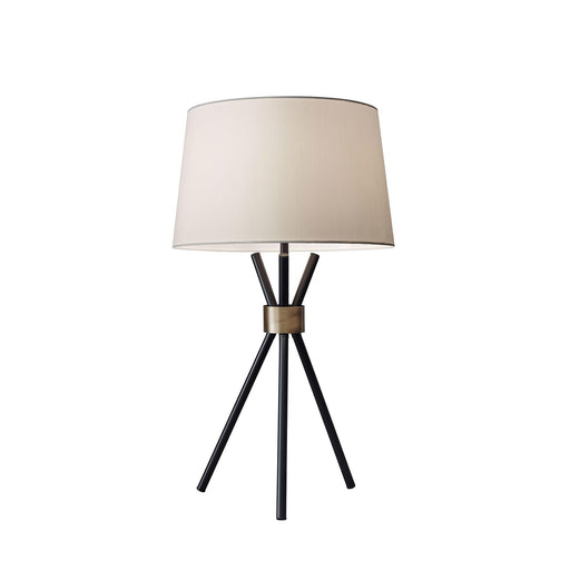 Benson Table Lamp in Black W. Antique Brass