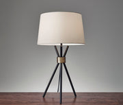 Benson Table Lamp in Black W. Antique Brass