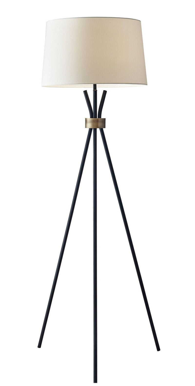 Benson Floor Lamp in Black W. Antique Brass