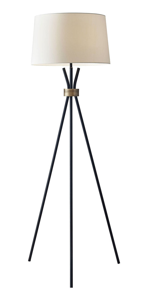 Benson Floor Lamp in Black W. Antique Brass