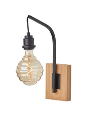 Wren Wall Lamp in Natural Wood With Black