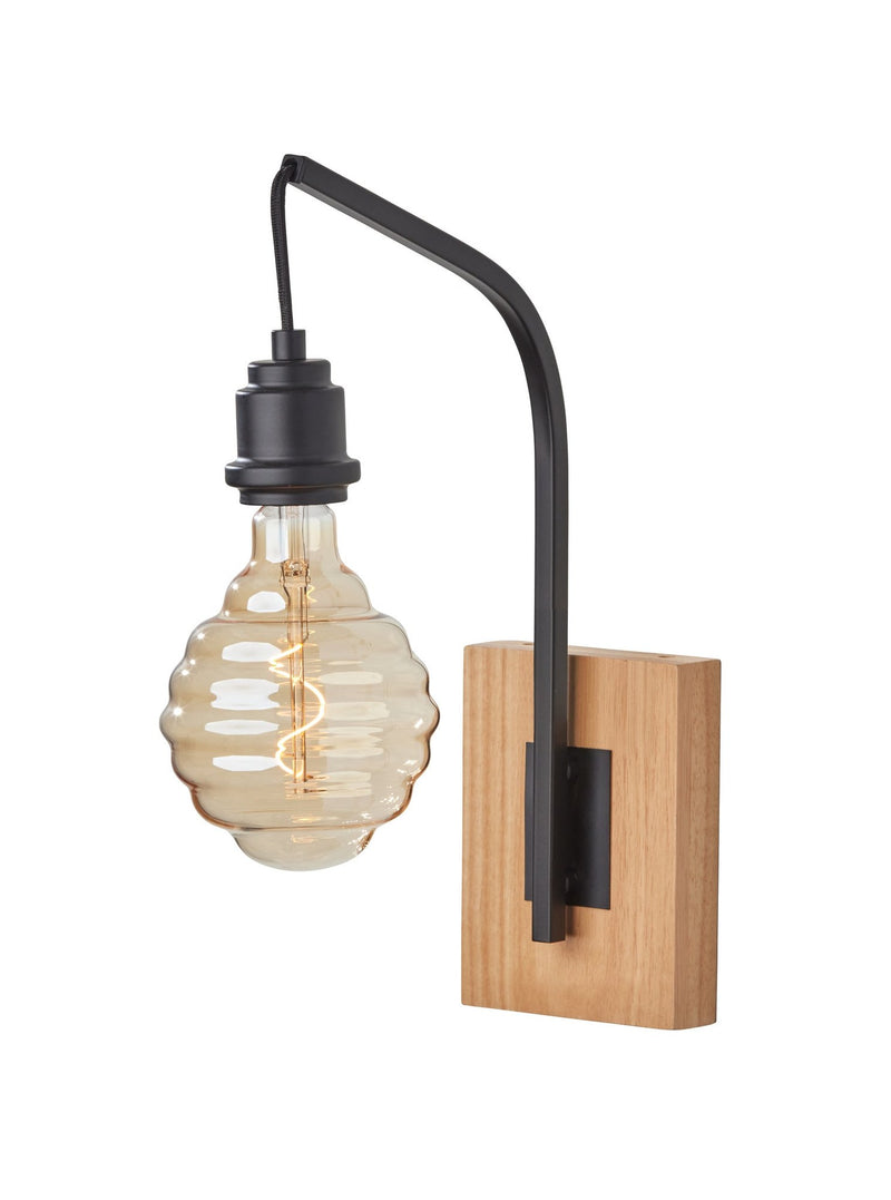Wren Wall Lamp in Natural Wood With Black