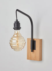 Wren Wall Lamp in Natural Wood With Black