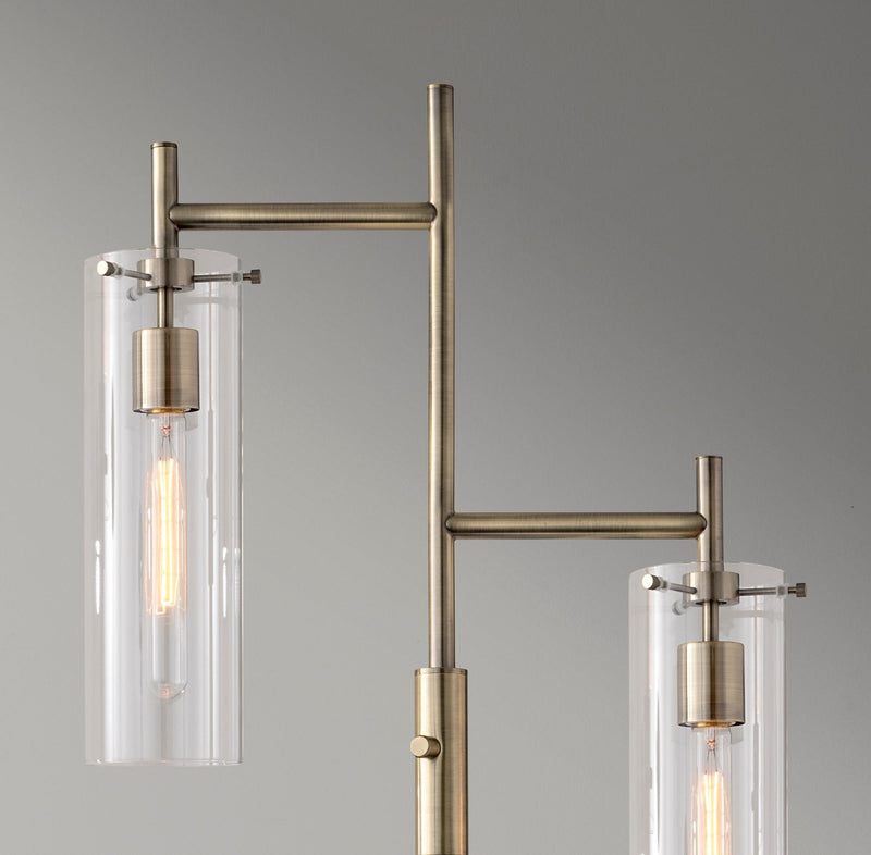Dalton 2-Light Floor Lamp in Antique Brass
