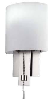 Espille White Glass Wall Sconce in Satin Nickel