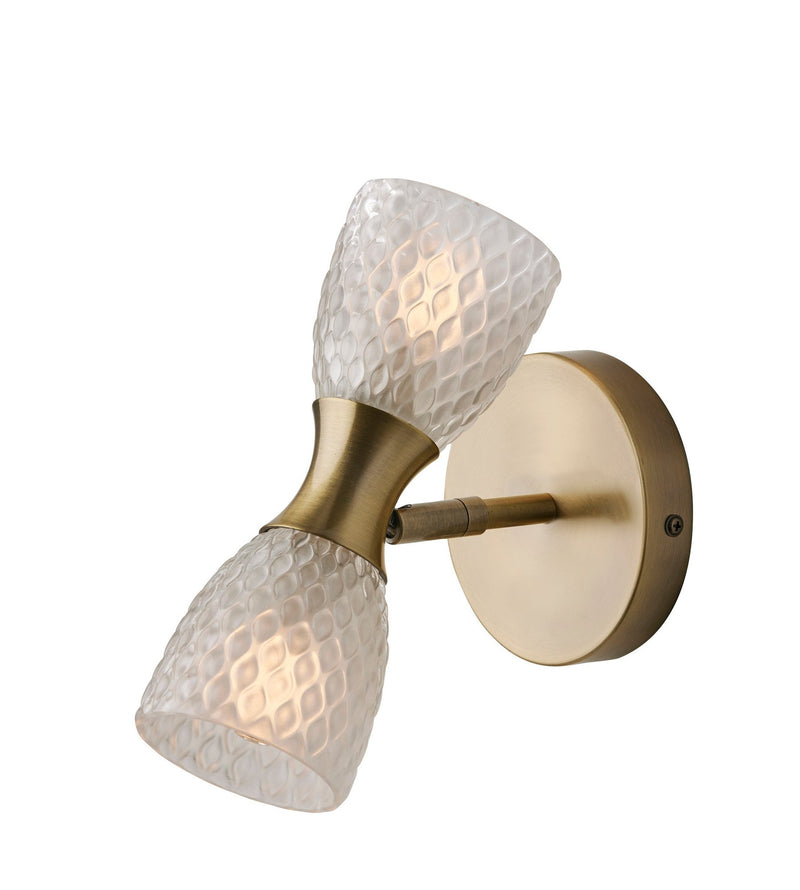Nina 2-Light Wall Lamp in Antique Brass