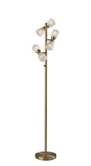 Nina 6-Light Tree Floor Lamp in Antique Brass