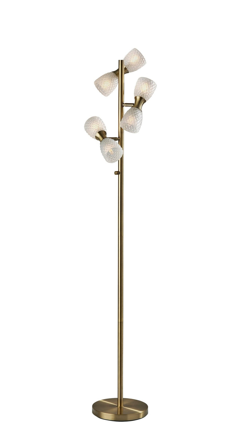 Nina 6-Light Tree Floor Lamp in Antique Brass