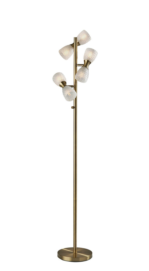 Nina 6-Light Tree Floor Lamp in Antique Brass