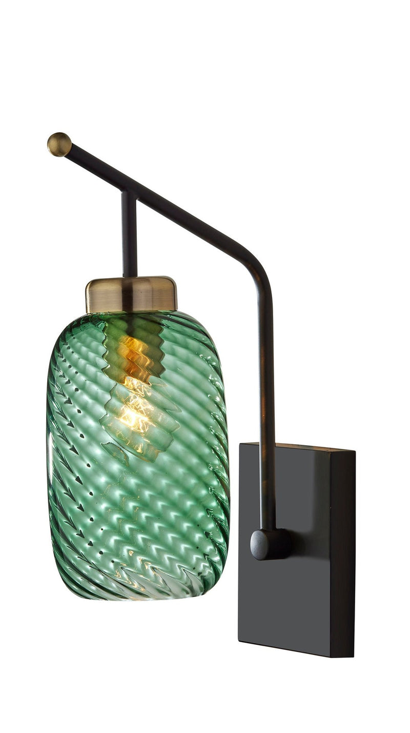 Derrick Wall Lamp in Black W. Antique Brass