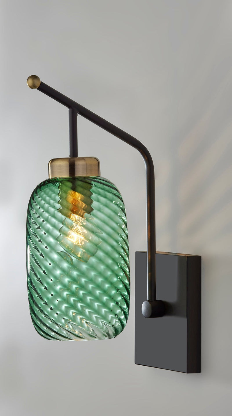Derrick Wall Lamp in Black W. Antique Brass