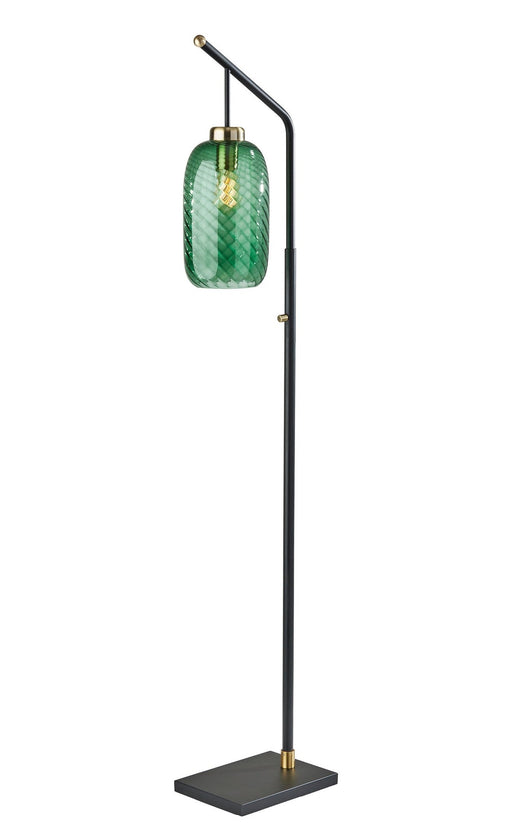 Derrick Floor Lamp in Black W. Antique Brass