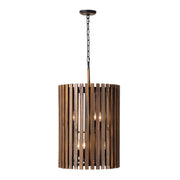 Suratto 6-Light 18" Foyer Pendant in Matte Black/Medium Walnut