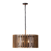 Suratto 6-Light 24" Pendant in Matte Black/Medium Walnut
