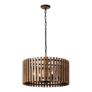 Suratto 6-Light 24" Pendant in Matte Black/Medium Walnut