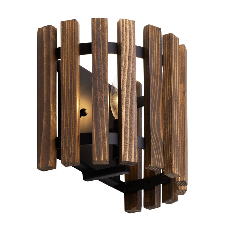 Suratto 7" Wall Sconce in Matte Black/Medium Walnut