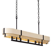 Blonde Moment 5-Light 46.2" Linear Pendant in Matte Black/Honey/Medium Oak