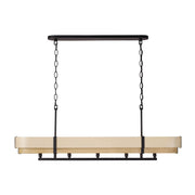 Blonde Moment 5-Light 46.2" Linear Pendant in Matte Black/Honey/Medium Oak
