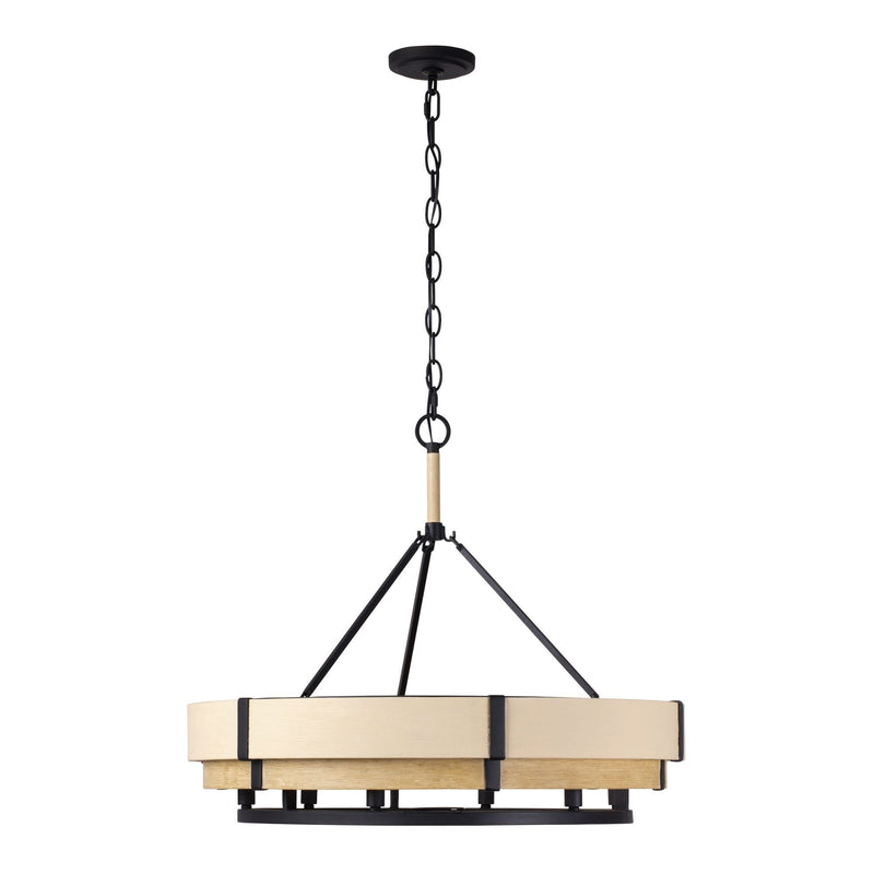 Blonde Moment 6-Light 28.5" Pendant in Matte Black/Honey/Medium Oak