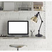 Alden Desk Lamp in Antique Bronze W. Brass