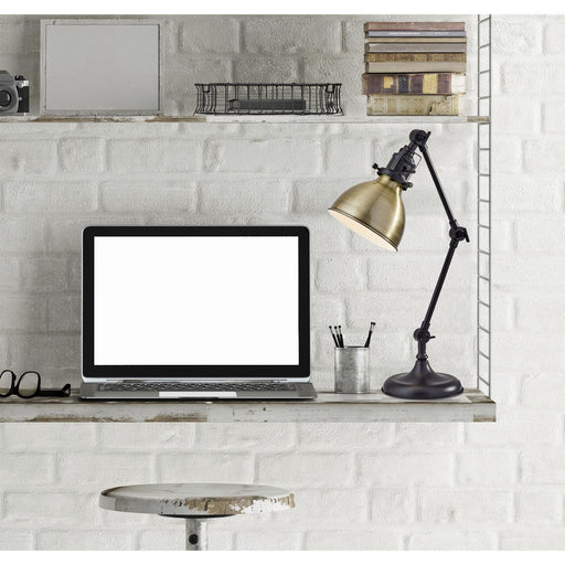 Alden Desk Lamp in Antique Bronze W. Brass