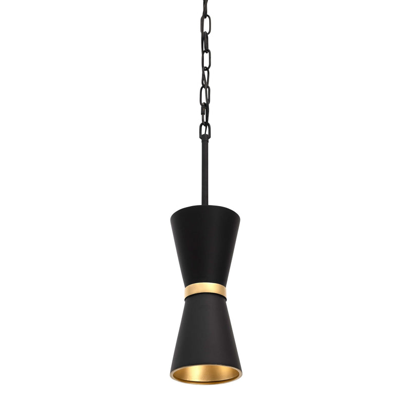 Mad Hatter 5" Mini Pendant in Matte Black/French Gold