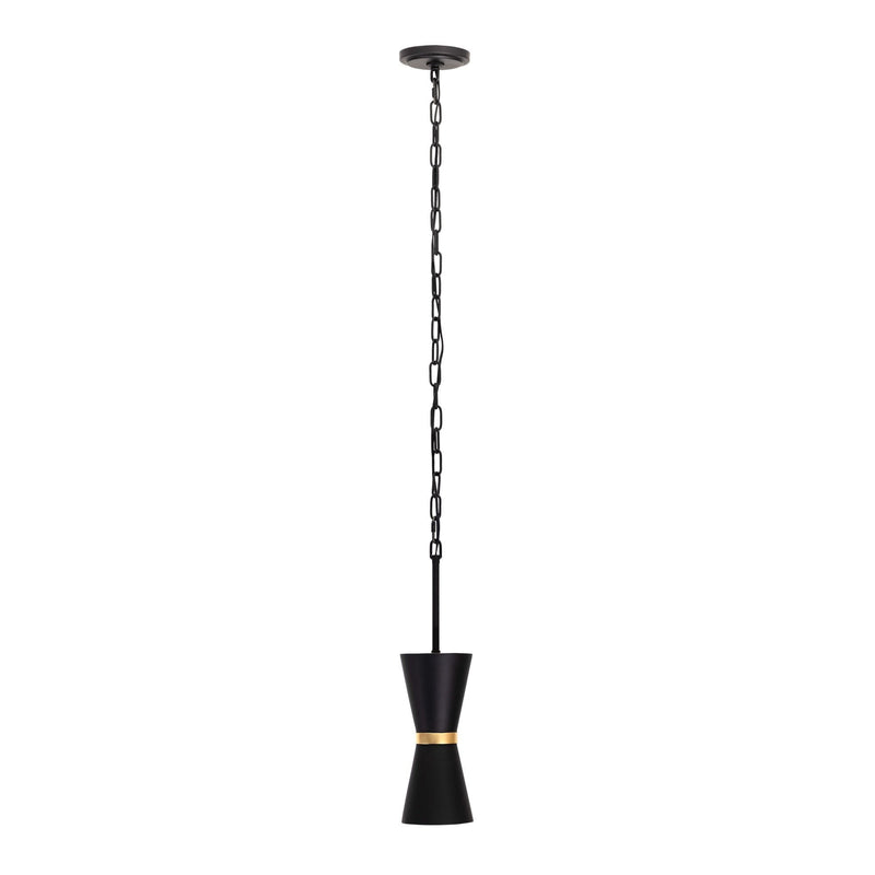 Mad Hatter 5" Mini Pendant in Matte Black/French Gold