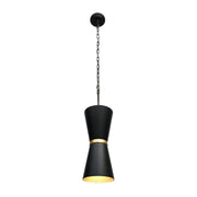 Mad Hatter 2-Light 8" Pendant in Matte Black/French Gold