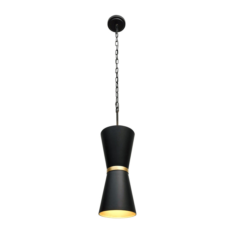 Mad Hatter 2-Light 8" Pendant in Matte Black/French Gold