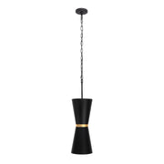 Mad Hatter 2-Light 8" Pendant in Matte Black/French Gold