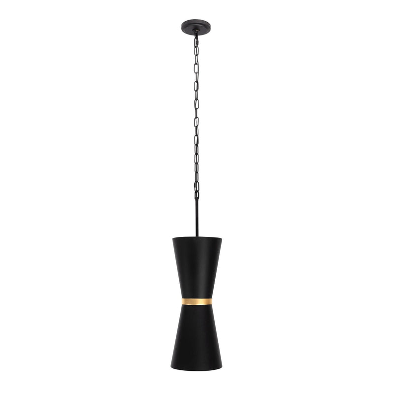 Mad Hatter 2-Light 8" Pendant in Matte Black/French Gold