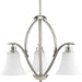 Joy Three Light Chandelier in Brushed Nickel