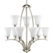 Joy Nine Light Chandelier in Brushed Nickel