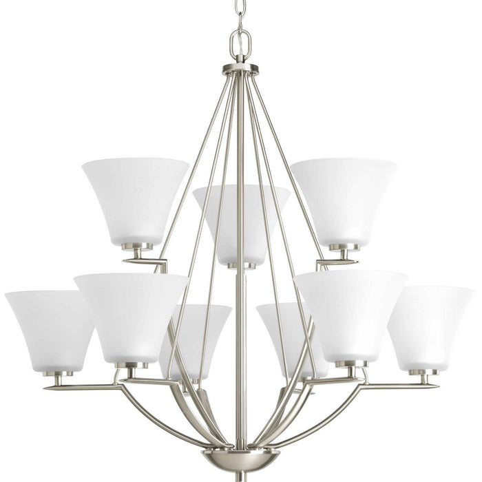 Bravo Nine Light Chandelier in Brushed Nickel