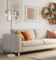Natasha 2-Light Tree Floor Lamp in Antique Brass