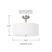 Loft 3-Light Semi-Flush Mount in Matte Nickel